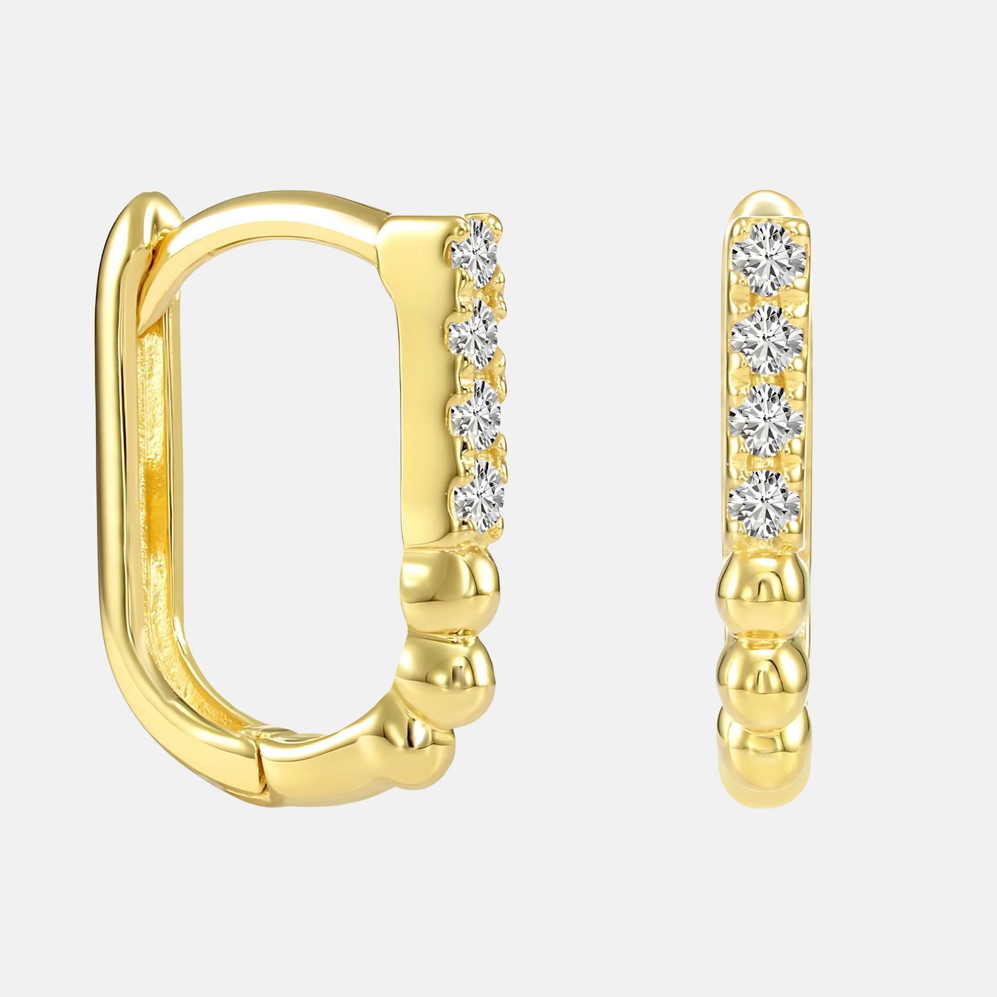 14k Gold Oval Huggie Lab Diamond Earrings
