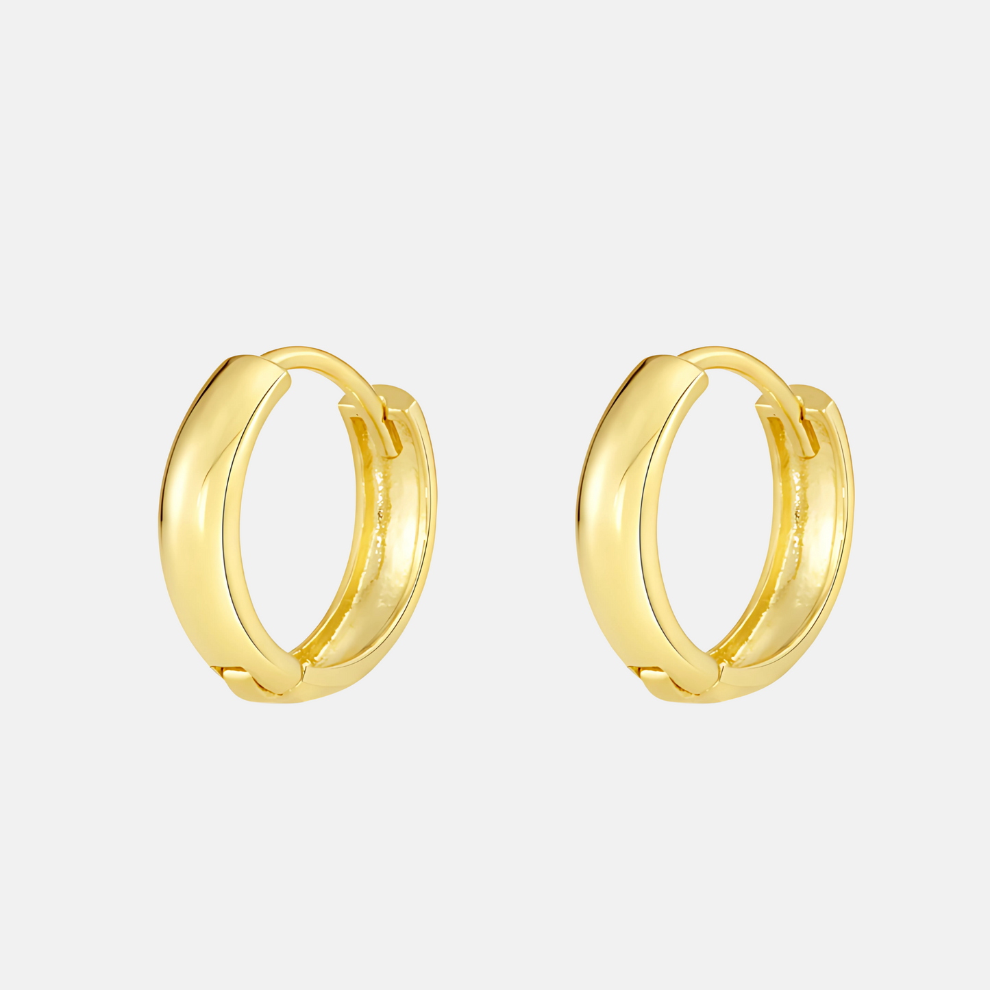 14k Solid Gold Huggie Hoops - 13mm