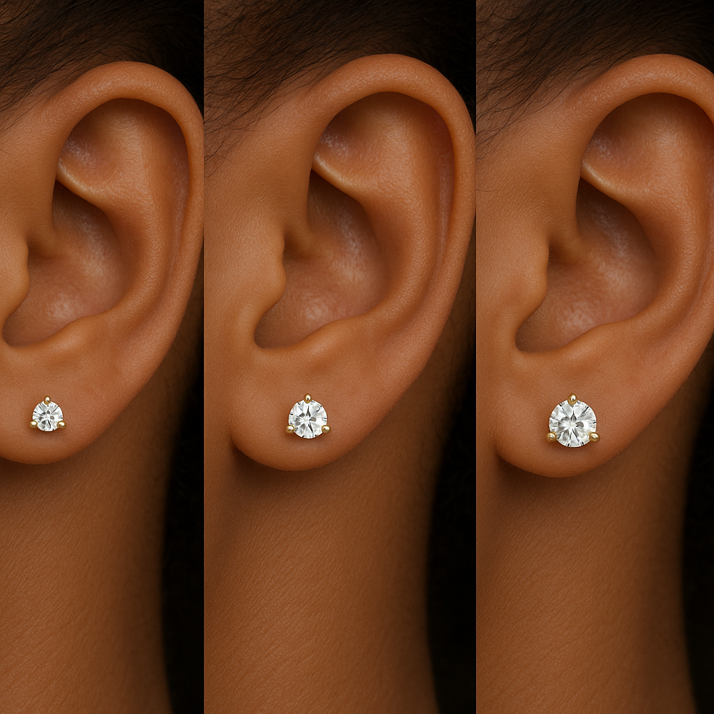 14k Yellow Gold Martini Stud Earrings - Lab Diamonds