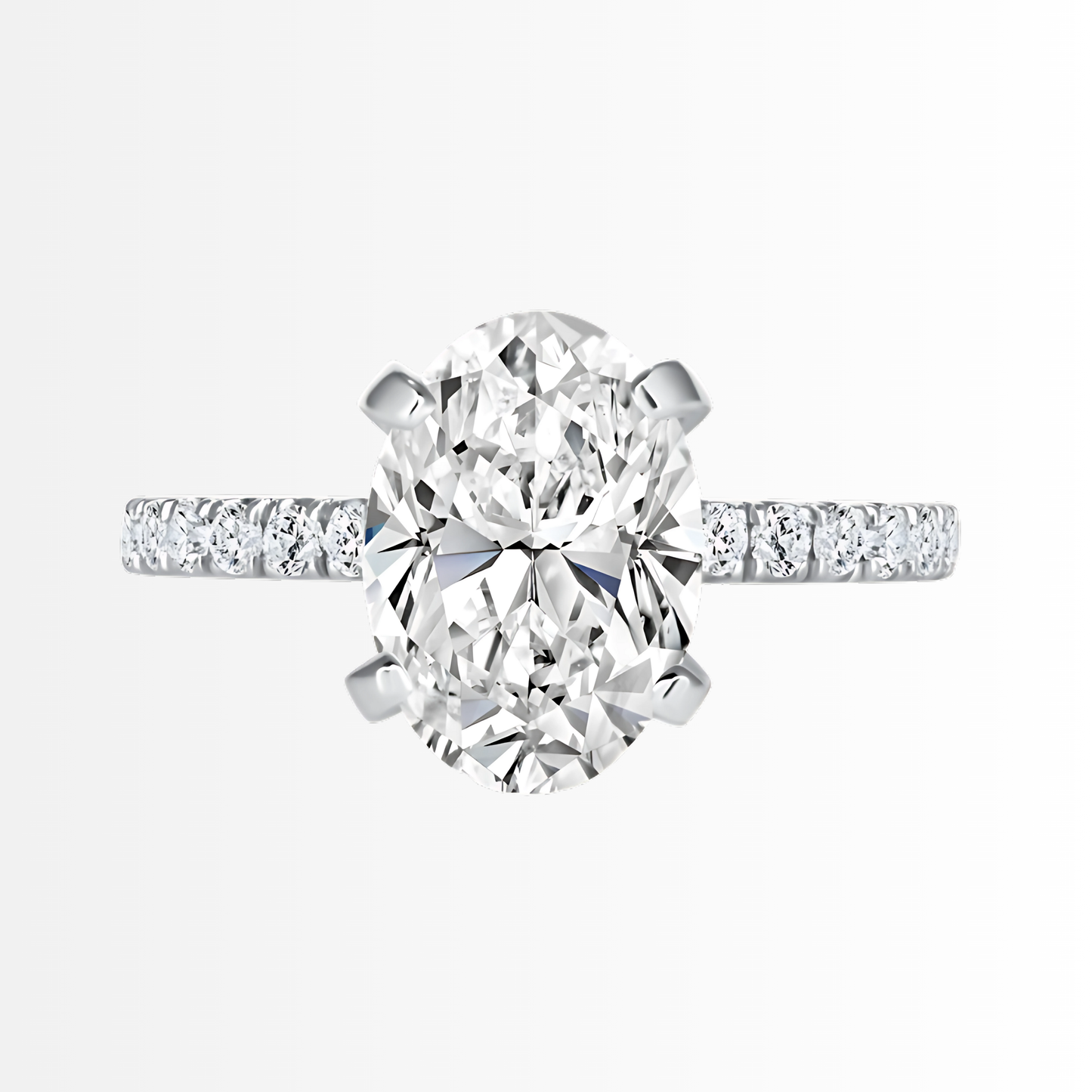 Oval - Pavé Hidden Halo Engagement Ring - White Gold