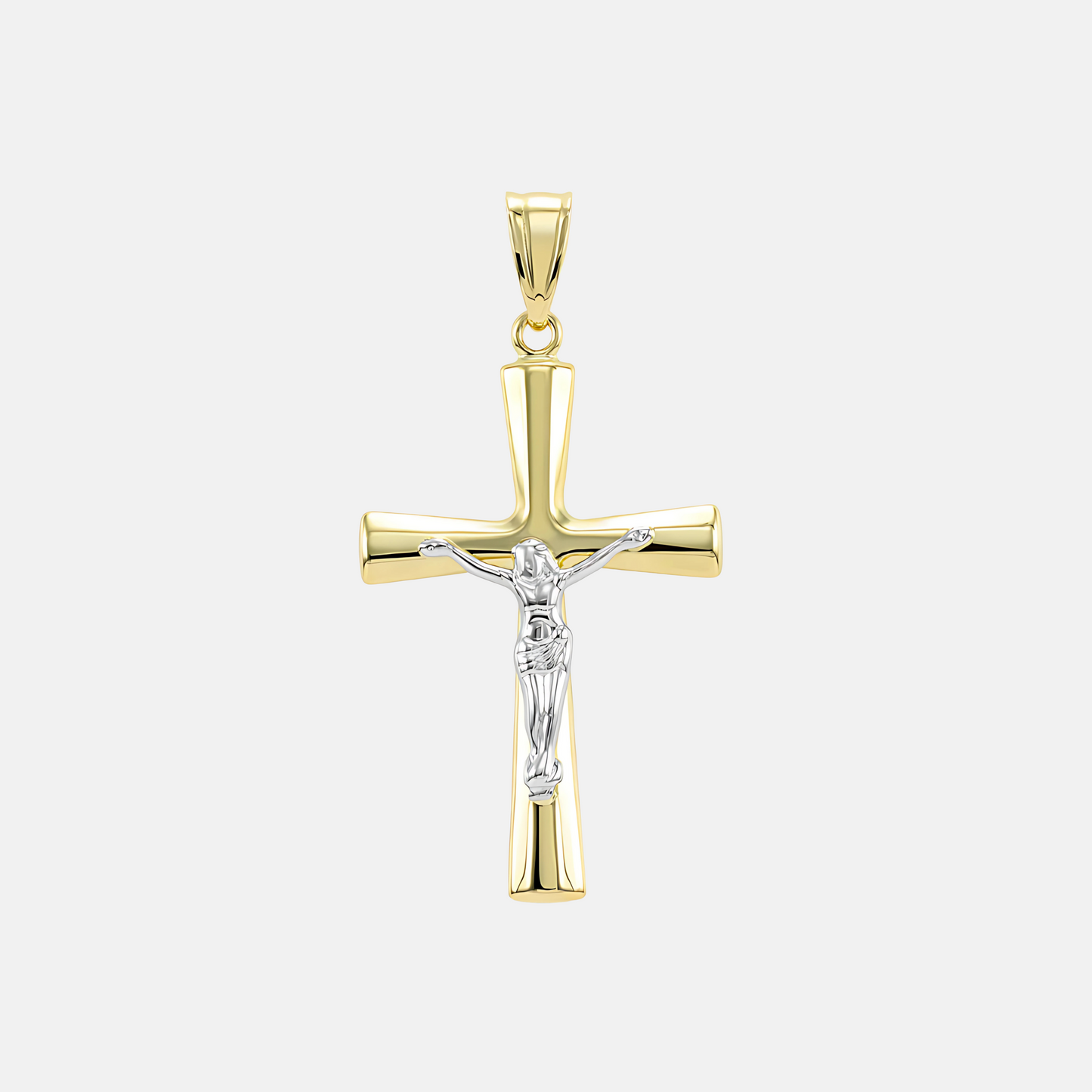 14k Two-Tone Cross Jesus Pendant