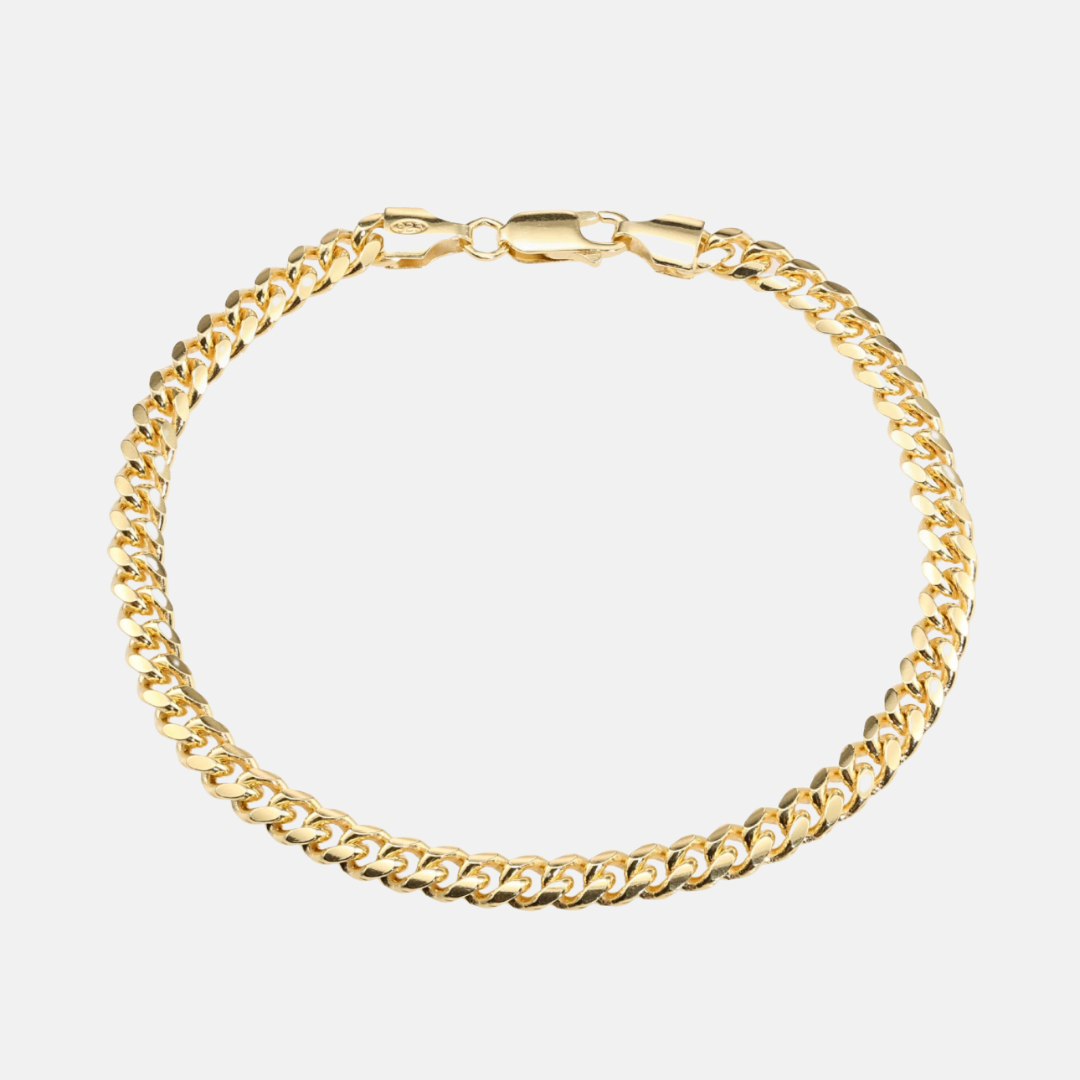 925. Sterling Silver Cuban Link Bracelet - 14k Gold Finish