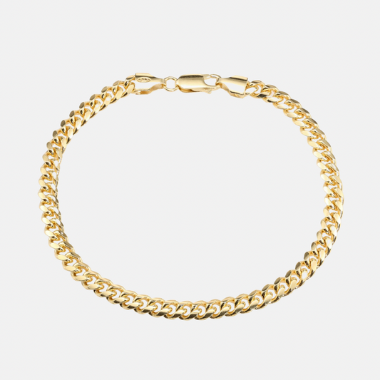 925. Sterling Silver Cuban Link Bracelet - 14k Gold Finish