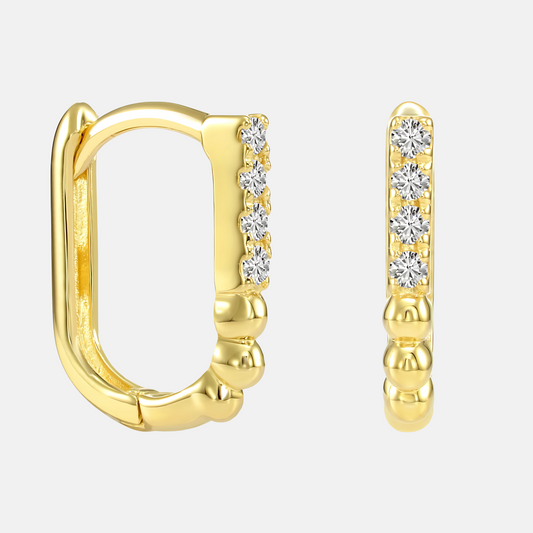 14k Gold Oval Huggie Lab Diamond Earrings