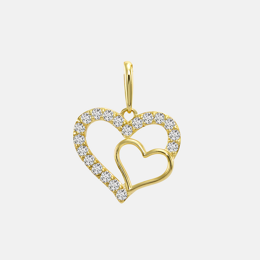 Diamond Heart Shaped Pendant - 14k Yellow Gold