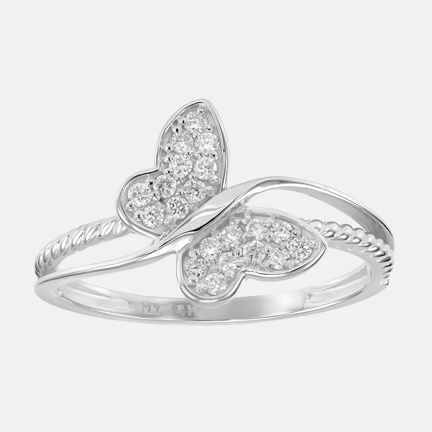 Butterfly Ring - 14k White Gold W/Lab Diamonds