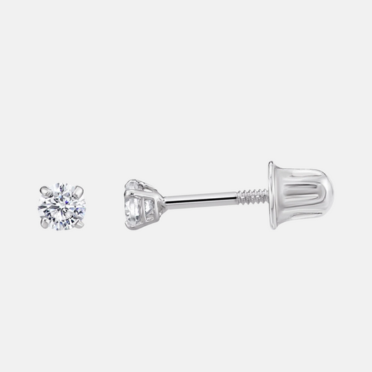 14k White Gold Diamond Small Stud Earrings - Lab Diamonds