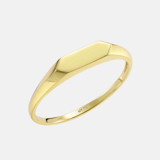 Signet Stackable Ring - 14K Yellow Gold