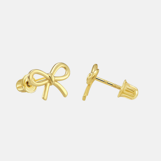 Bow Tie Stud Earrings - 14k Yellow Gold