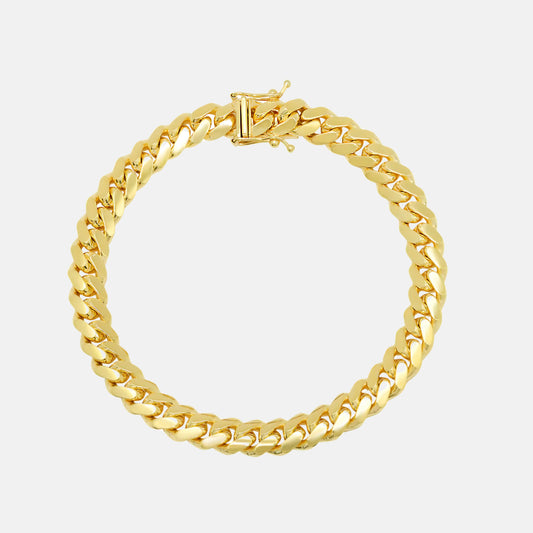 Miami Cuban Bracelet Solid 14k Yellow Gold - 7MM