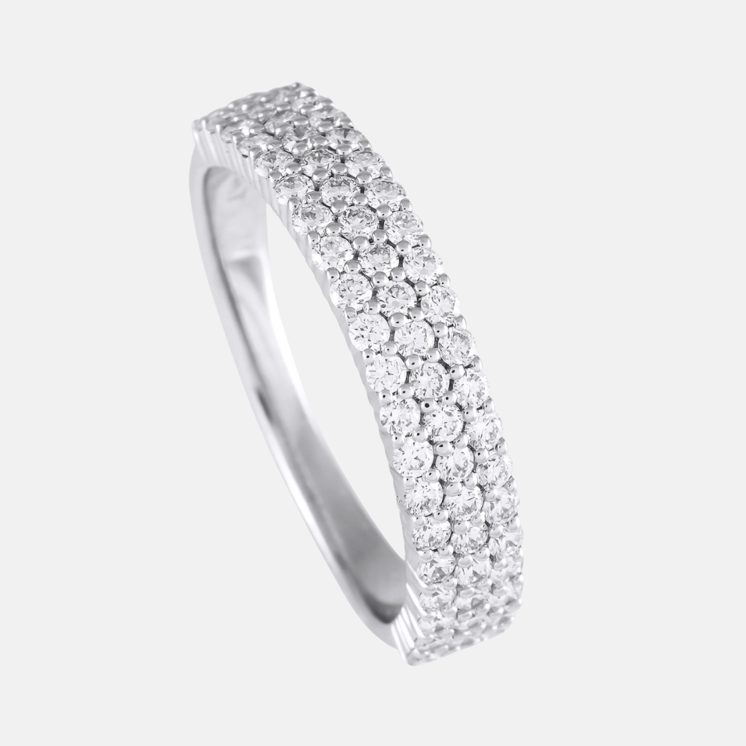 Lab Grown Diamond - 3 Row Diamond Band Ring