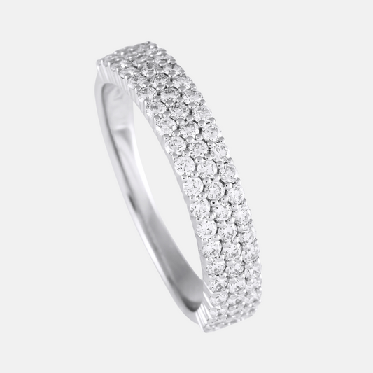 Lab Grown Diamond - 3 Row Diamond Band Ring