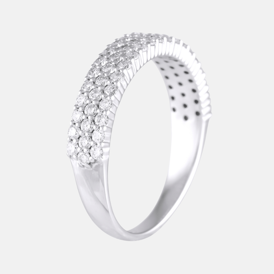 Lab Grown Diamond - 3 Row Diamond Band Ring