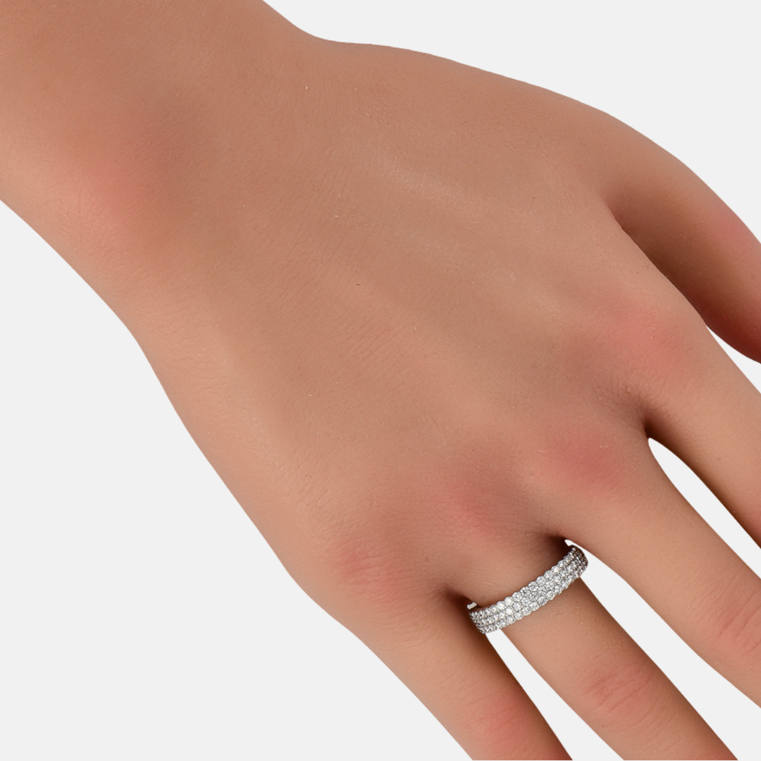 Lab Grown Diamond - 3 Row Diamond Band Ring