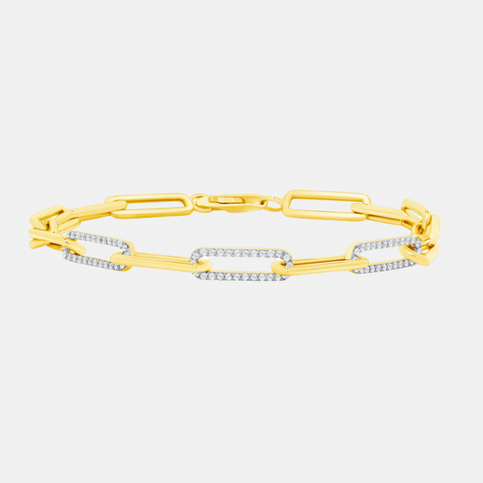 14k Gold Diamond Paperclip Bracelet