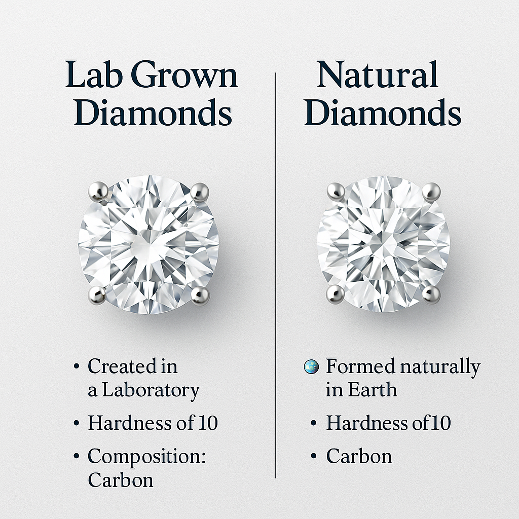 14k Yellow Gold Small Stud Earrings - Lab Diamonds