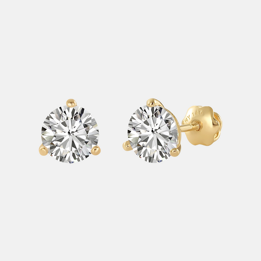 14k Yellow Gold Martini Stud Earrings - Lab Diamonds
