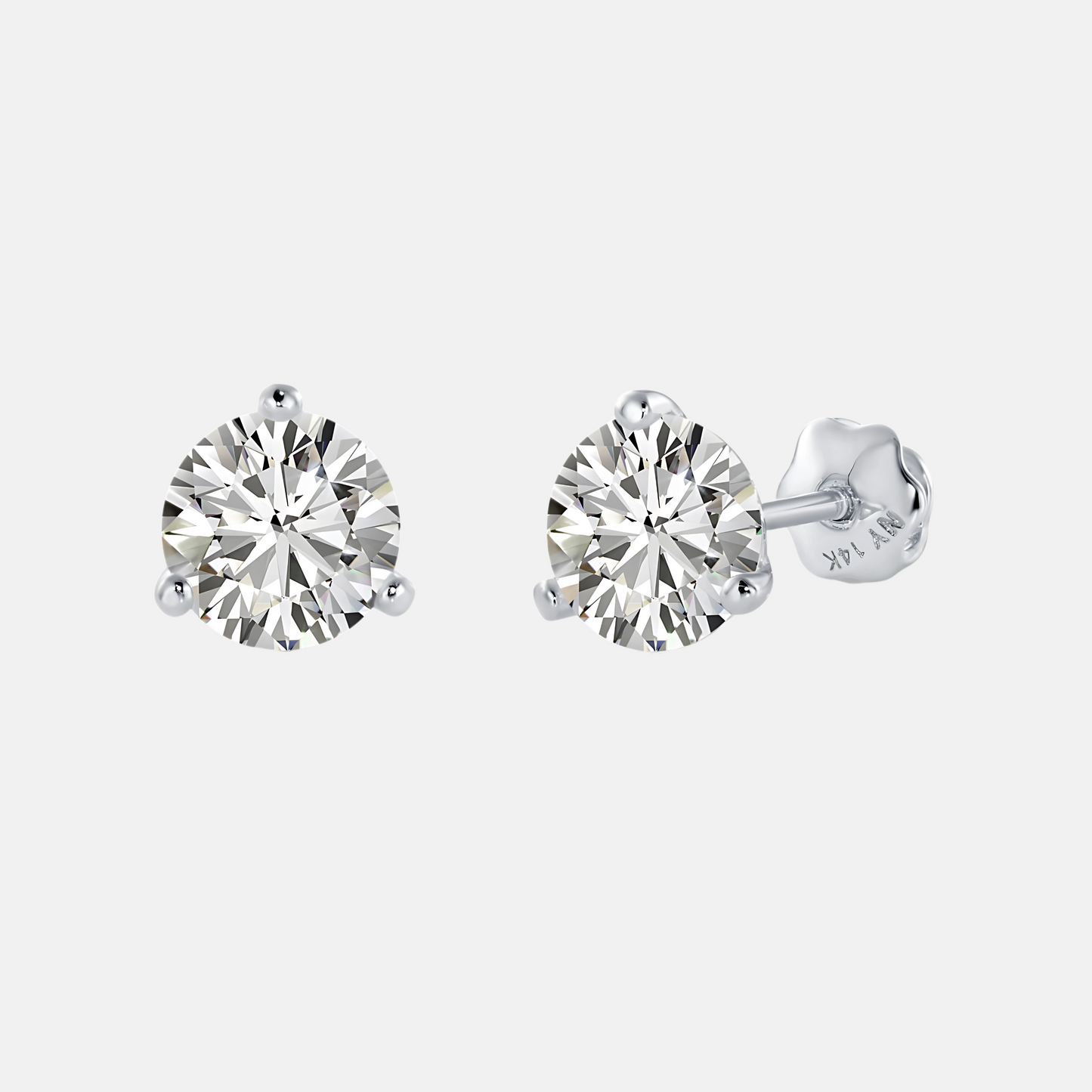 14k White Gold Martini Stud Earrings - Lab Diamonds
