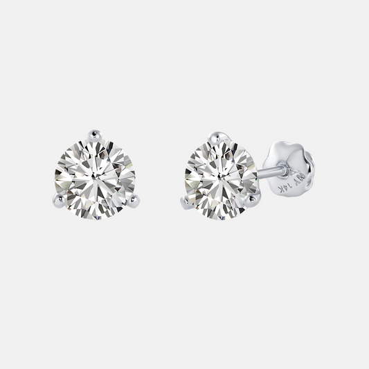 14k White Gold Martini Stud Earrings - Lab Diamonds